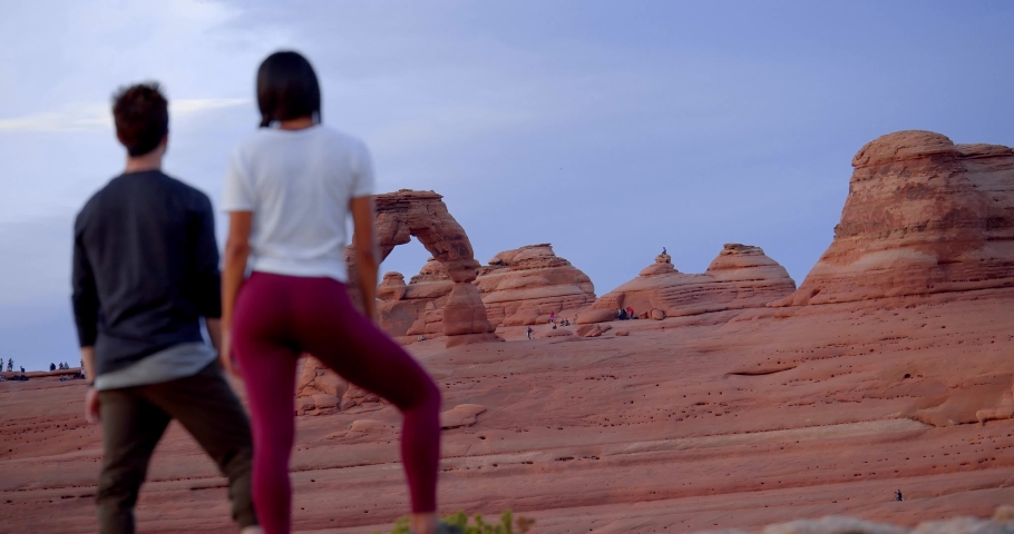 Close Up Shot of Hikers at Arches National Park, Utah
