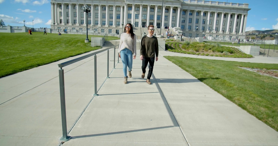 Couple Outside Salt Lake City Capitol Building, Utah State House
