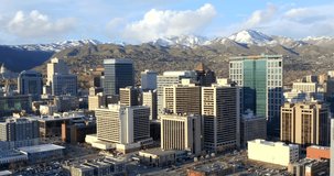 Salt Lake City Skyline, Downtown Aerial Drone Footage