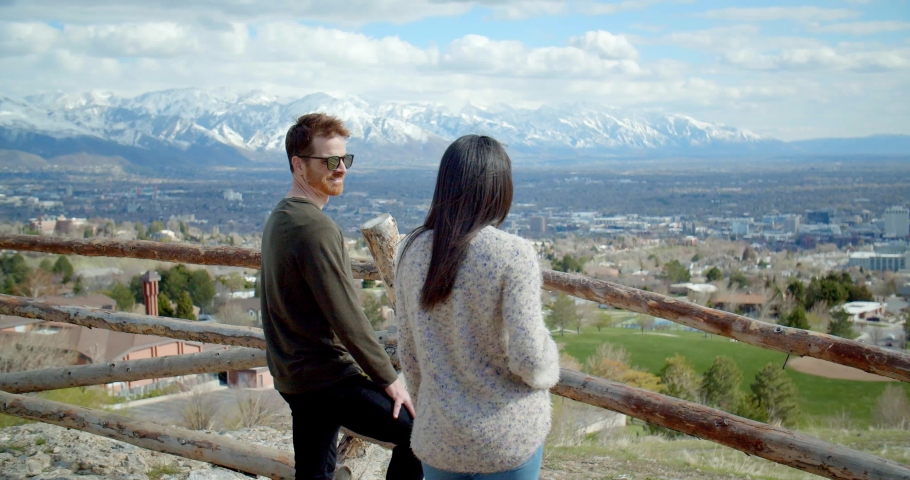 Close Up, Couple Above Salt Lake City, Utah Mountains