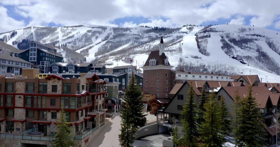 Park City, Utah, Mountain Ski Town by Aerial Drone Royalty-Free Stock Footage #1032490169