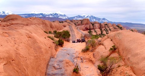 Moab, Utah / USA - April 12, 2019: Dune Buggies on Dirt Canyons, Utah Off Roading
