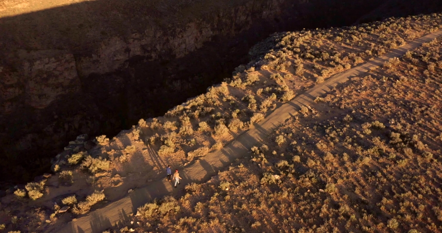 Couple at Rio Grande Gorge Bridge, Aerial Drone View