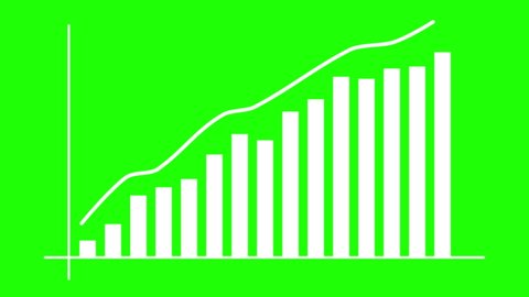 Growth graph on green screen background. Economic progress chart.
Bars infographic.Statistics and data analysis.Profit concept.Analysis graph for investment, currency,money or companies. 4K animation 
