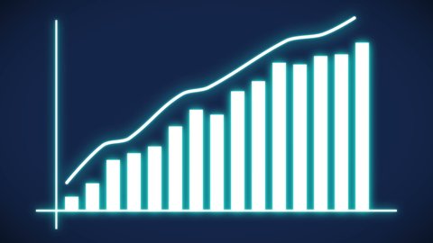 Growth graph on blue background. Economic progress chart.
Bars infographic. Statistics and data analysis.Profit concept. Analysis graph for investment, currency,money or companies. 4K animation video