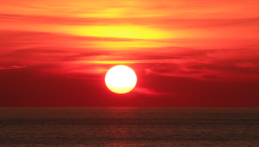 Big Sun On Clear Sunset Stock Footage Video (100% Royalty-free