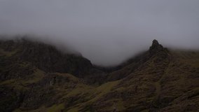 Misty 4K Time lapse video of Carrauntoohil valley, Co Kerry, Ireland with moving clouds and dramatic, mountain surroundings