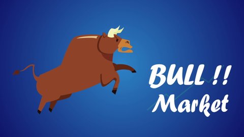 Bull run animation on stock market which prices are rising.
Bull market concept motion.