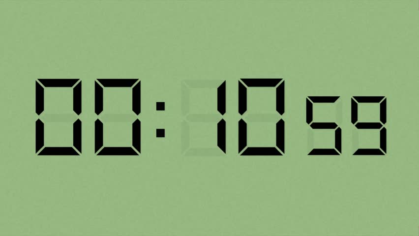 High definition animation of an LCD display counting down from 10 seconds to