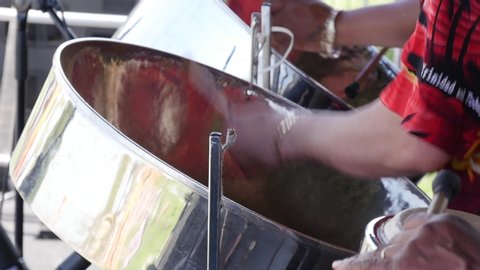 Close up of Steel drums being played