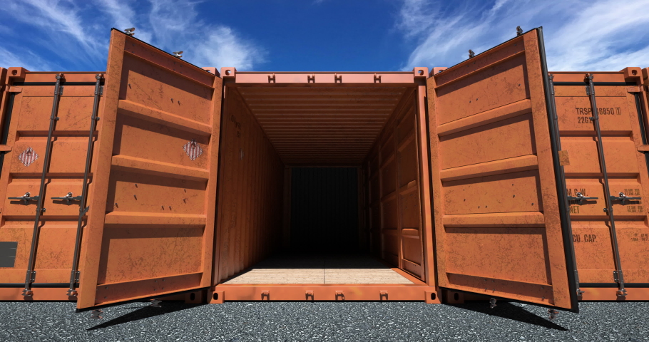 Empty Cargo Shipping Container Doors Stock Footage Video (100% Royalty ...