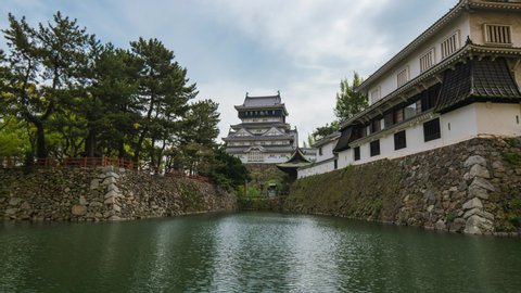 Kokura castle landmark in Kitakyushu, Japan time lapse time lapse