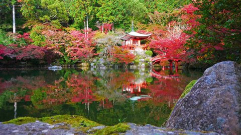 Colorful Autumn with Mountain Fuji and Chureito Pagoda in Japan around Lake Kawaguchiko
