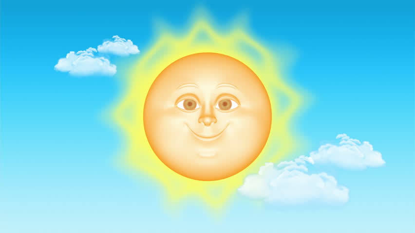 3D cartoon sun, 4K. Seamless loop, alpha channel.