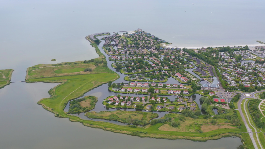 Dutch Harbour, Beautiful Drone Top View Shot, Seaside Shore, 4K