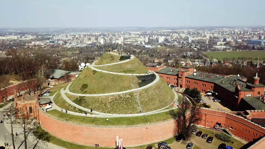 Kosciuszko mound surrounded by old fortifications in Krakow, Poland