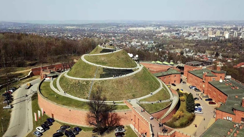 Kosciuszko mound surrounded by old fortifications in Krakow, Poland