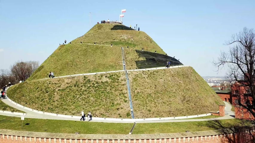 Kosciuszko mound surrounded by old fortifications in Krakow, Poland