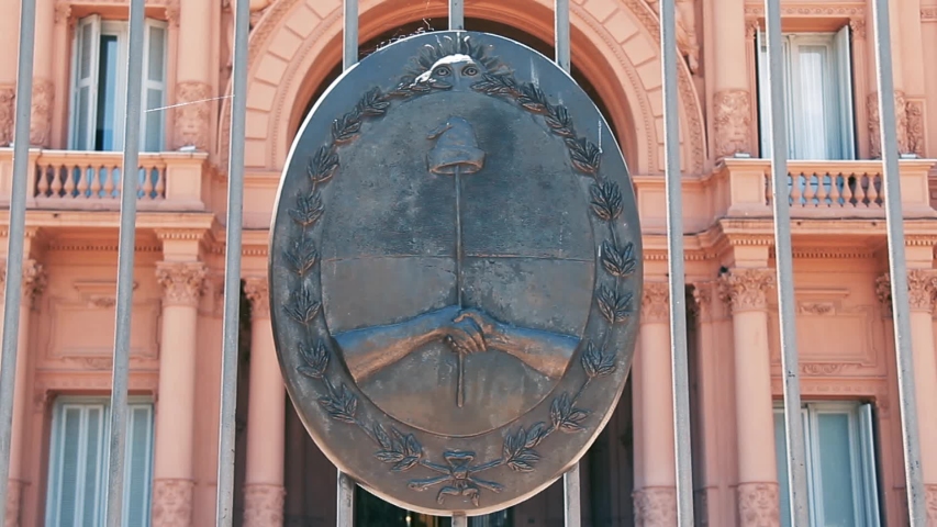 Historic Casa Rosada Facade With Argentine Emblem, Buenos Aires - Zoom Out