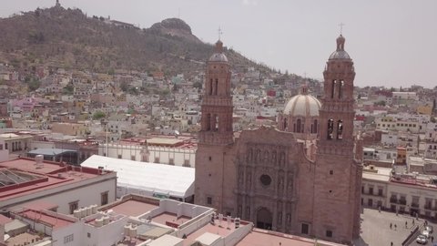 Zacatecas downtown cathedral in Mexico from Drone original shoot. Log color