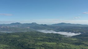 Morning scenery with Veliki Krs Stol and Deli jovan mountains under blue sky 4K aerial video