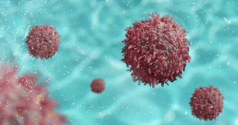  Cancer Cell Oncology Research Concept with protein particles Cancer Immunotherapy treatment concept DNA gene therapy 3D rendering 
