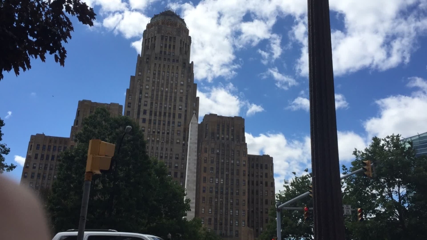 Time lapse of clouds in front of city hall in Buffalo, NY