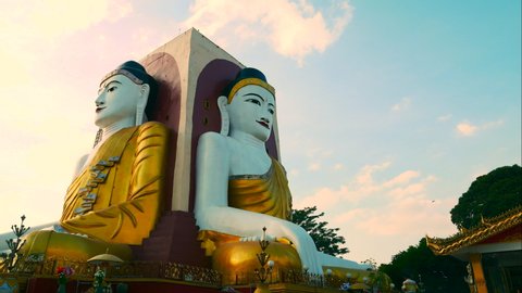 Timelapse of four faced buddha at Kyaik Pun Buddha at Bago Myanmar