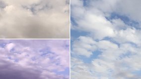 Fluffy clear soft blue sky in horizon, beautiful formating clouds time lapse, real lightness weather after rain. #FHD.