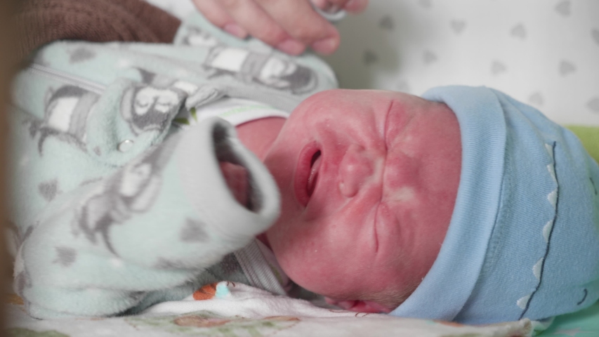 Close up of crying newborn baby | Shutterstock HD Video #1032759389