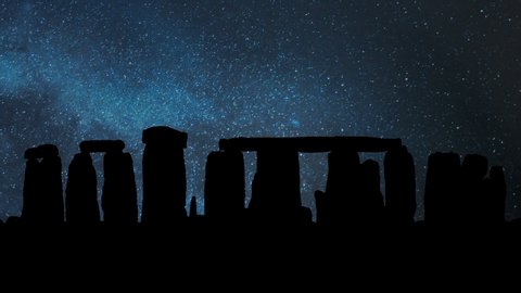Stonehenge Prehistoric Monument by Night with Stars and Milky Way, England, UK