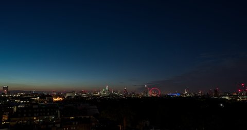Stunning colorful sunrise in the city of London time lapse video night to day