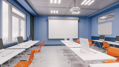 Interior Of A Modern Computer Lab 스톡 비디오