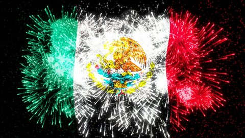 Firework display flag of Mexico 4K.