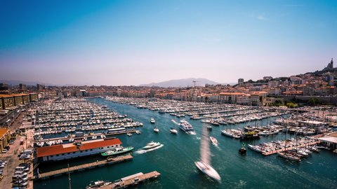 Old Port of Marseille, France time lapse स्टॉक वीडियो