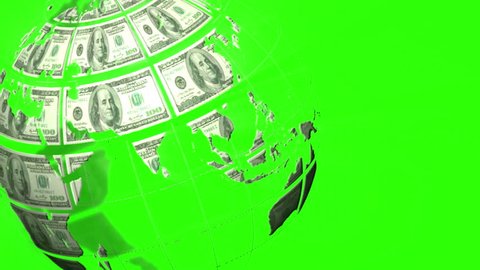 Digital animation of Earth made of dollars spinning