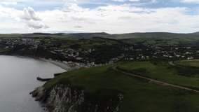 Laxey, Isle of Man. Drone/Aerial 4K
