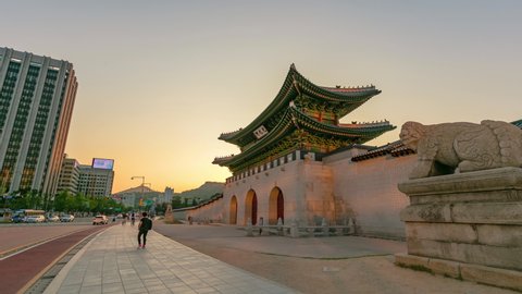 SEOUL, SOUTH KOREA - JULY, 2: Hyperlapse of Gyeongbokgung palace on july 2, 2019 in Seoul South Korea