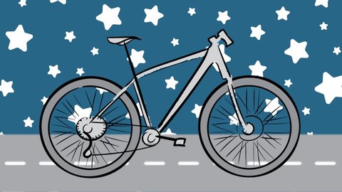 Bicycle scetch and stars background