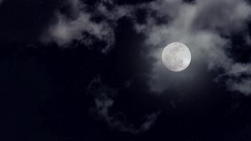 On the Mid-Autumn Festival night, my family enjoyed the moon in the Chinese village, using a camera to delay the shooting of the stars and the round and bright moon through the layers of white clouds 