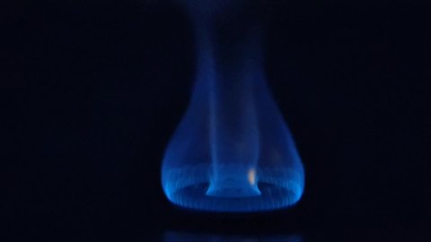 slow motion of gas stove flame with full force
