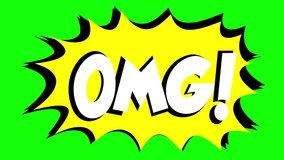 A comic strip speech bubble cartoon animation, with the expressions Omg & Lol. White text, yellow shape, green background.
 - Powered by Shutterstock - Get 15% off with code: PIKWIZARD15