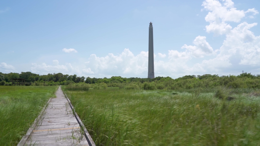 San Jacinto Battleground Grassy Walking Path to Monument in Houston, Texas