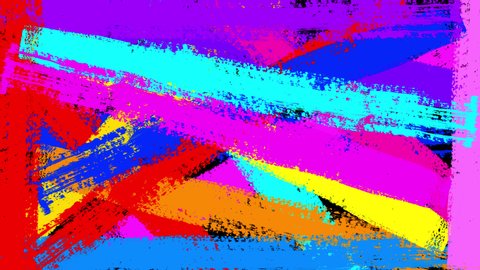 Intersecting random colorful strokes of paint brush, abstract 2D animation. Transparent background ProRes 4444 with alpha channel in 4k UHD resolution version.