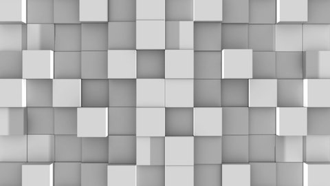 Gray cubes from opposite directions are shifted filling the green screen and assembled into the wall. Abstract transition, 3D animated intro with chroma key.