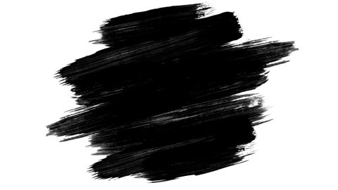 Black stain on white background. Abstract CG animation of paint brush strokes for transition masks.