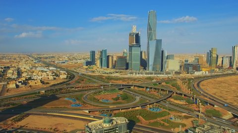 Aerial view of Riyadh downtown in Riyadh, Saudi Arabia.