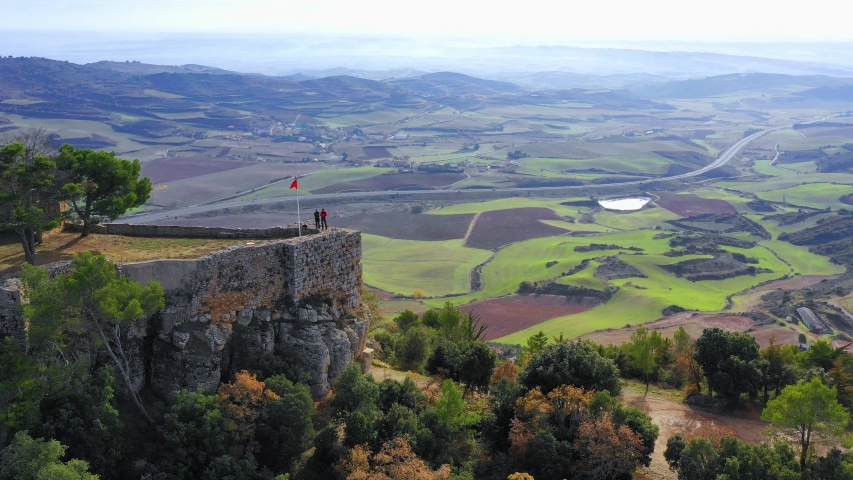 Villamayor castle. Villamayor de Monjardin village. Navarre, Spain, Europe. 4K.