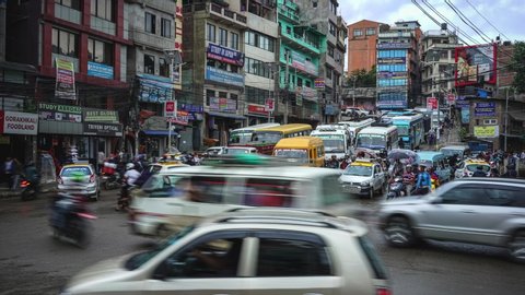 Time Lapse of Heavy Traffic in Kathmandu, Nepal