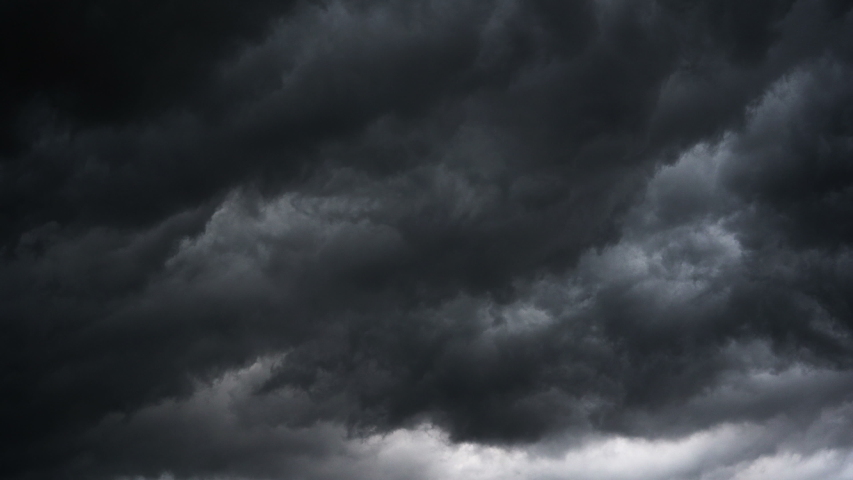 Dark ominous grey storm clouds. Dramatic sky. lighting in dark stormy clouds | Shutterstock HD Video #1032922904